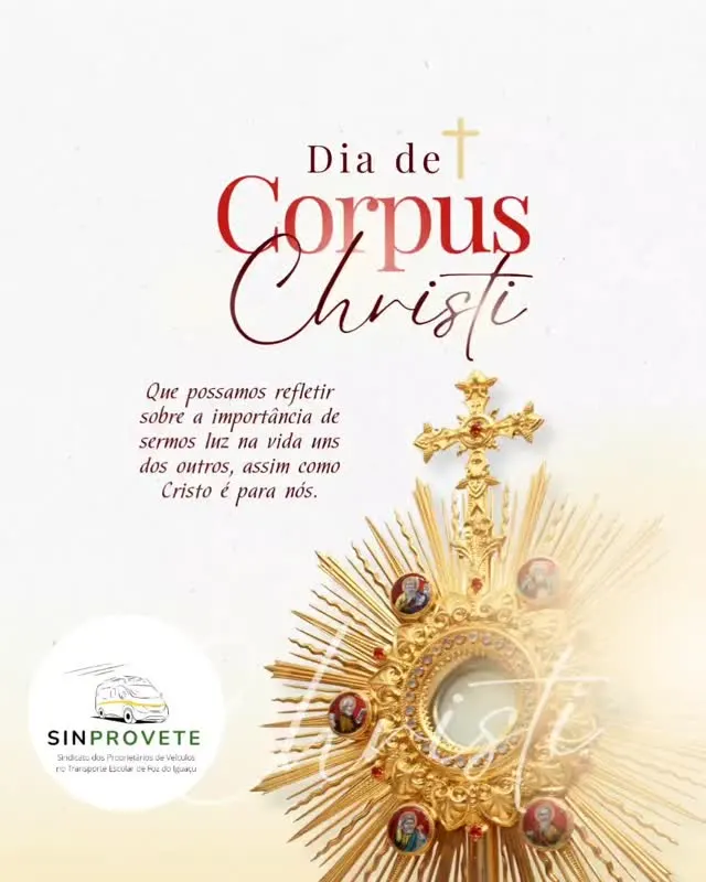 Feriado de Corpus Christi: o Sinprovete deseja a transportadores, estudantes e famílias um ótimo descanso.