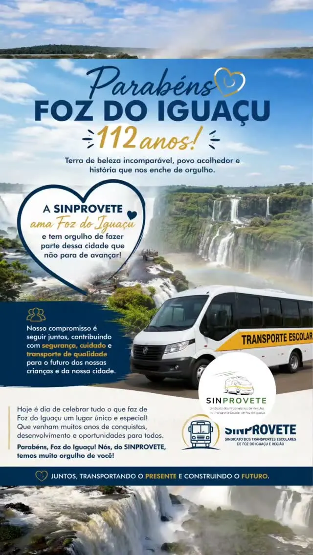 Parabéns, Foz do Iguaçu, por mais um ano de história, beleza e acolhimento!